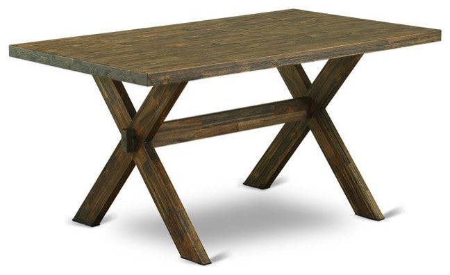 6-Piece Set, Dahlia Seat Chairs, Bench and Table With Wooden Legs, Jacobean