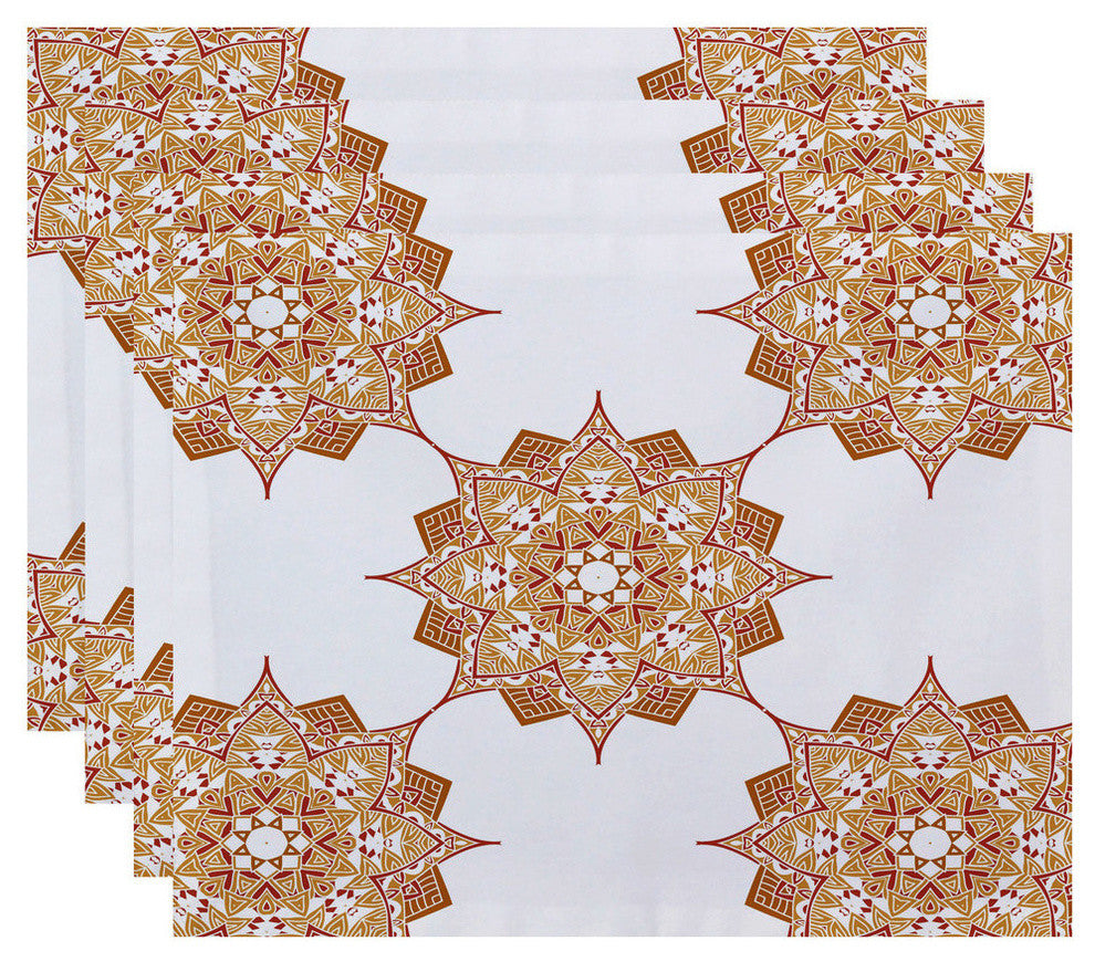 18"x14" Rhapsody, Geometric Print Placemat, Gold, Set of 4