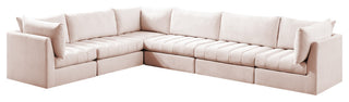 Jacob Velvet Upholstered 6-Piece L-Shaped Modular Sectional, Pink