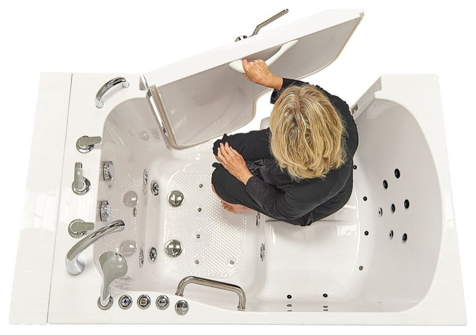 Ella Wheelchair Transfer 36"x55" Acrylic Walk-In Bathtub,Faucet, 2" Dual Drain,