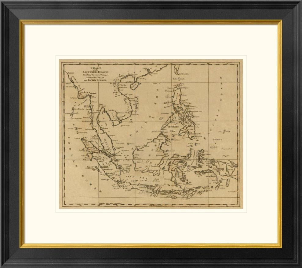 "East India Islands, 1812" Framed Digital Print by Aaron Arrowsmith, 26x23"
