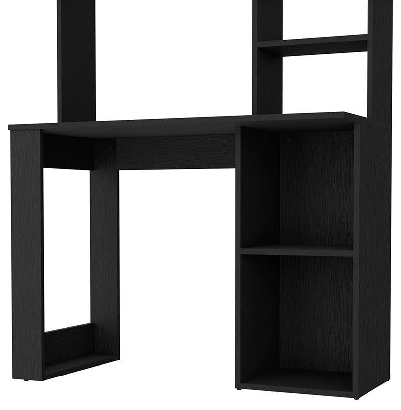 Carroll Computer Desk With Hutch and 5 Open Shelves, Black