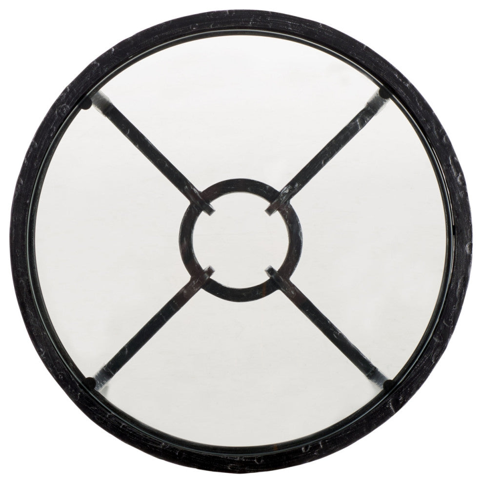 Safavieh Couture Tauri Metal Round Accent Table, Black/Clear