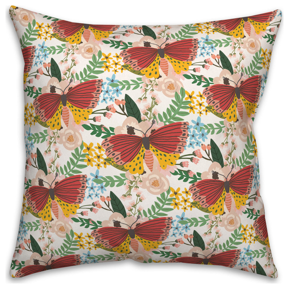 Folksey Butterfly Pattern 4 20x20 Spun Poly Pillow