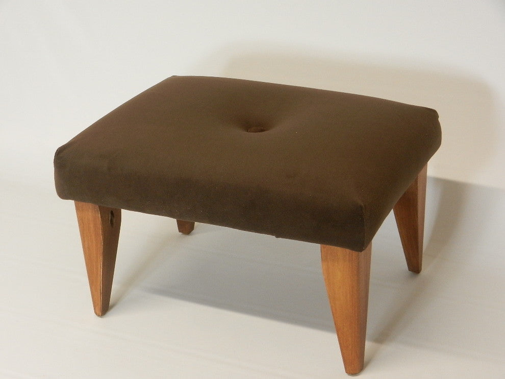 Tufted Suede Footstool, Brown