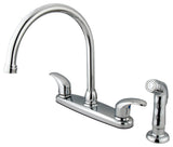 Kingston Brass KB6791LLSP 8" Centerset Kitchen Faucet, Polished Chrome
