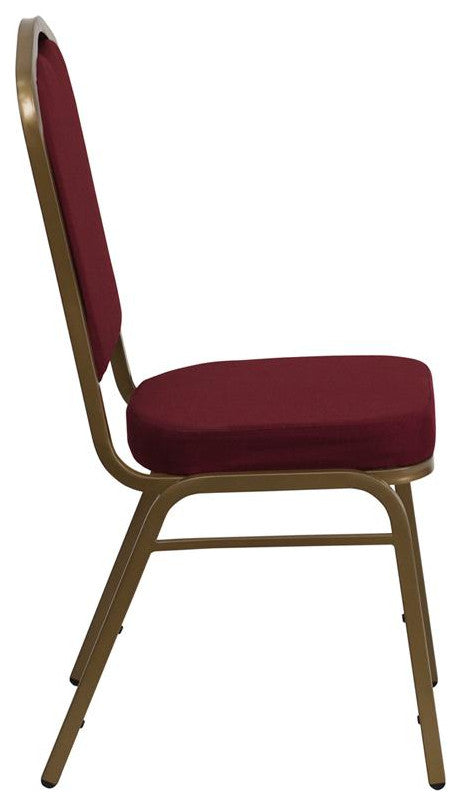 Crown Back Stacking Banquet Chair in Burgundy Fabric - Gold Frame