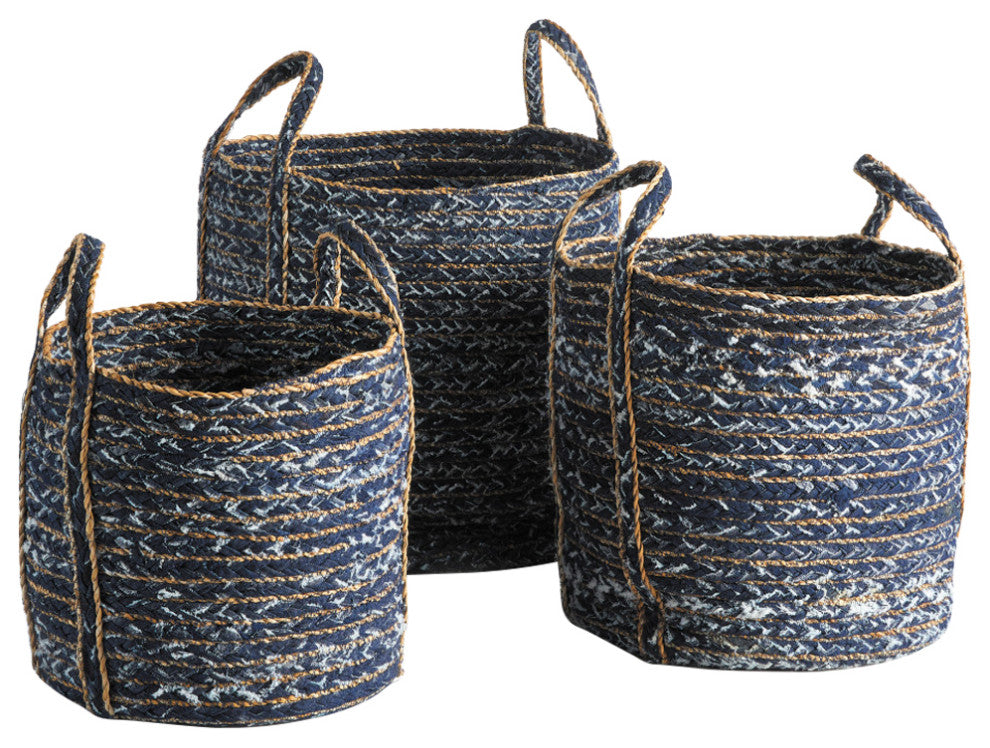 Denim Round Baskets, Set of 3