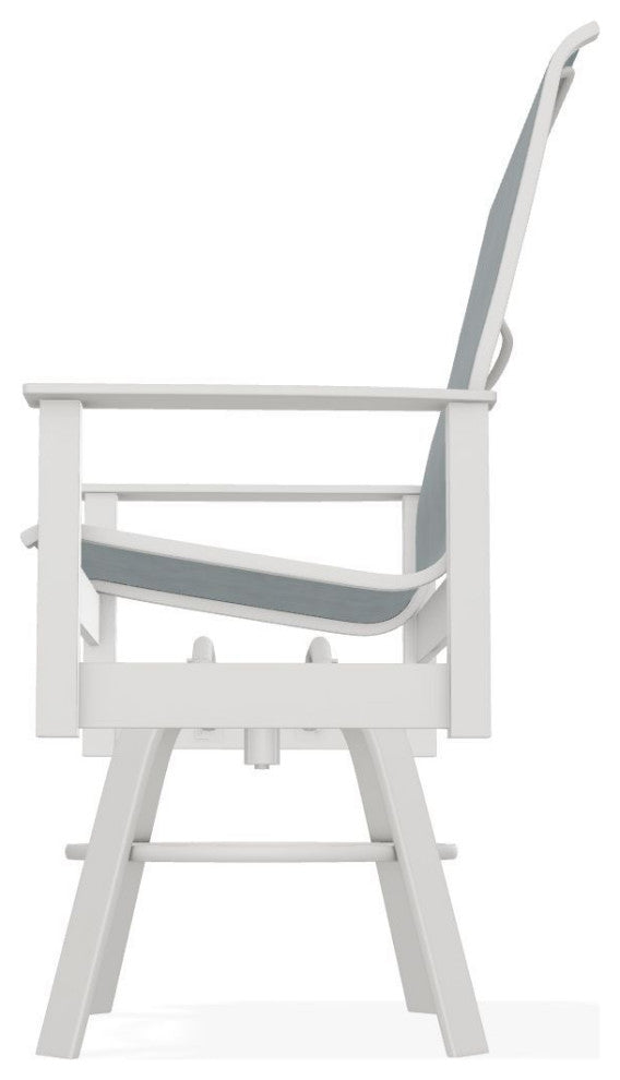 Leeward Sling Balcony Height Outdoor Swivel Armchair, Charm/Snow