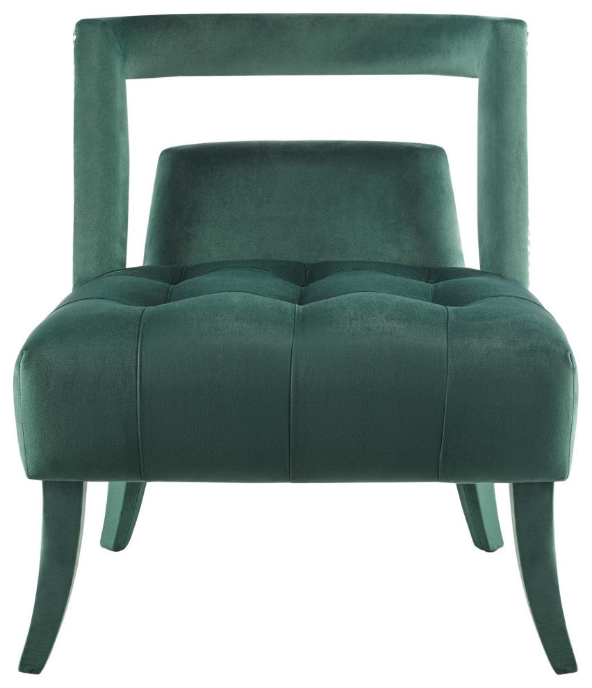 Modern Designer Lounge Accent Side Chair Armchair, Velvet Fabric, Green