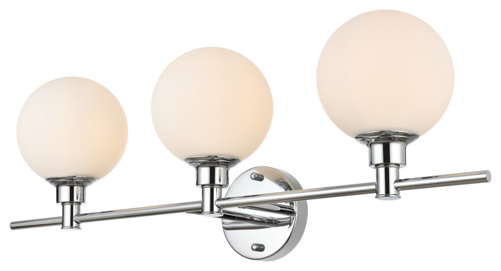 3 Light Chrome And Frosted White Bath Sconce