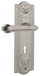Meadows Plate With Keyhole Fleur Lever, Satin Nickel, Double Dummy, Non-Handed