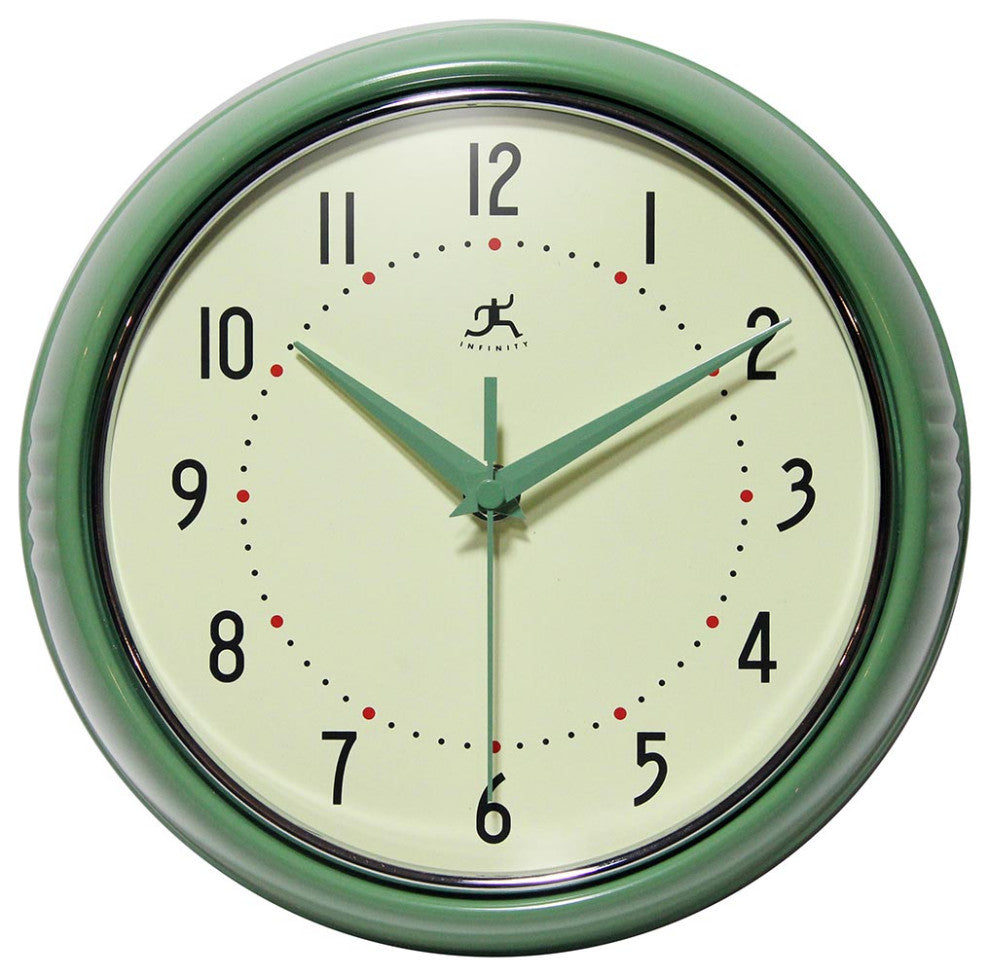 Infinity Instruments Retro Kitchen Vintage 50s Wall Clock, Green