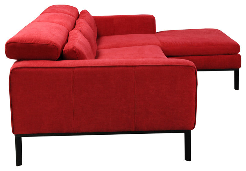 HomeRoots 28" Red Fabric and Wood Sectional Sofa