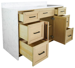 Palisade 60" Bathroom Vanity, Blonde, Engineered Marble, Single