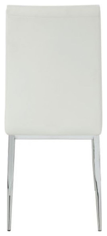 Kamaile Side Chair, Set-2, Beige Synthetic Leather and Chrome Finish