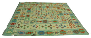 Sangat Kilim Steven Ivory/Light Blue Rug, 8'0x11'4