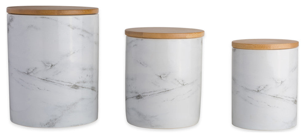DII White Marble Ceramic Canister (Set of 3)