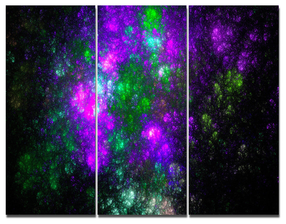 Explosion Supernova Fractal Art, Abstract Triptych Canvas Print, 36x28, 3 Panels
