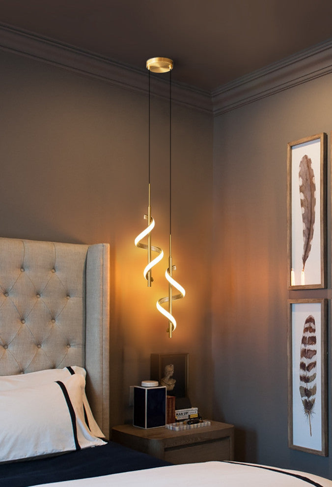 MIRODEMIÂ® Tovo San Giacomo | Ribbon Design Chandelier for Bedroom, Gold, B, Cool Light