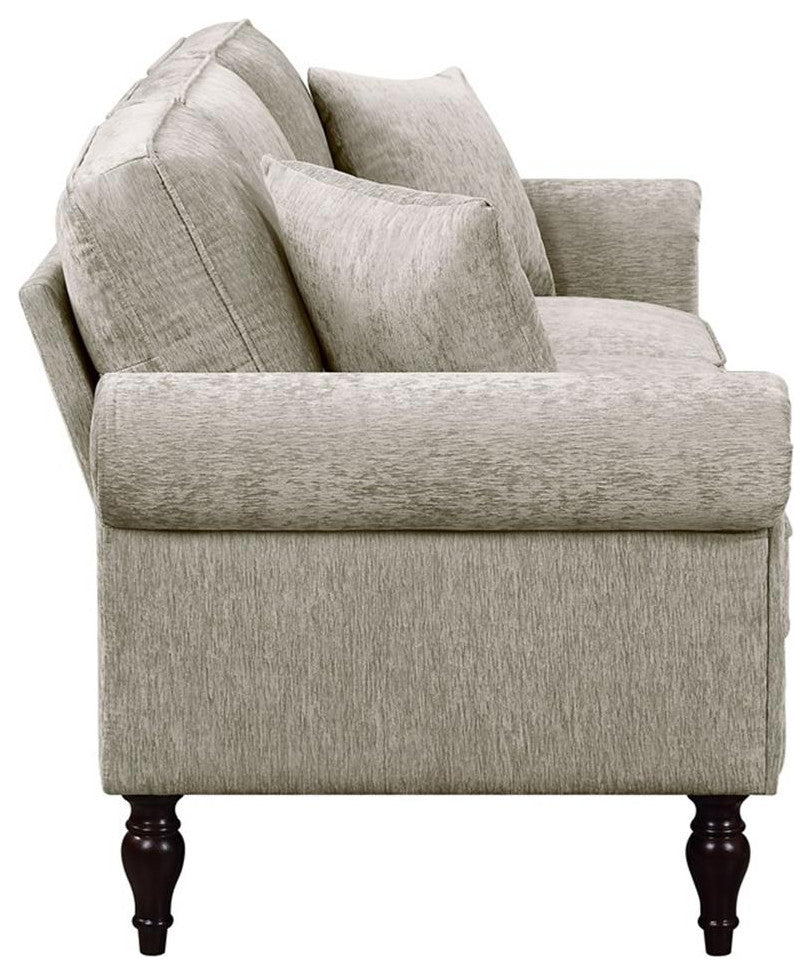 Furniture of America Elm Contemporary Chenille Upholstered Sofa in Light Brown