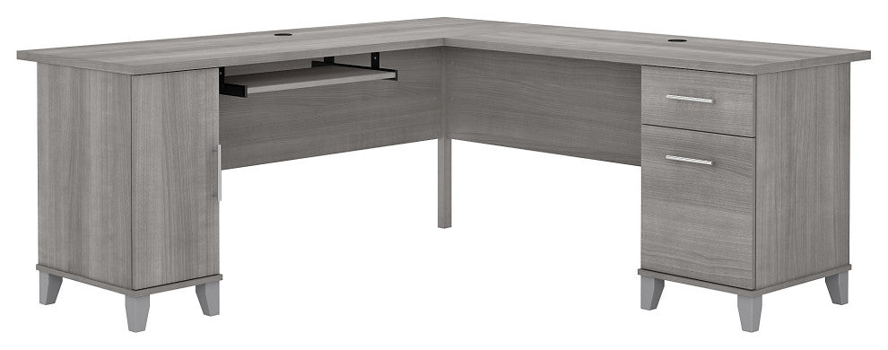Somerset 72W L Shaped Desk with Storage, Platinum Gray