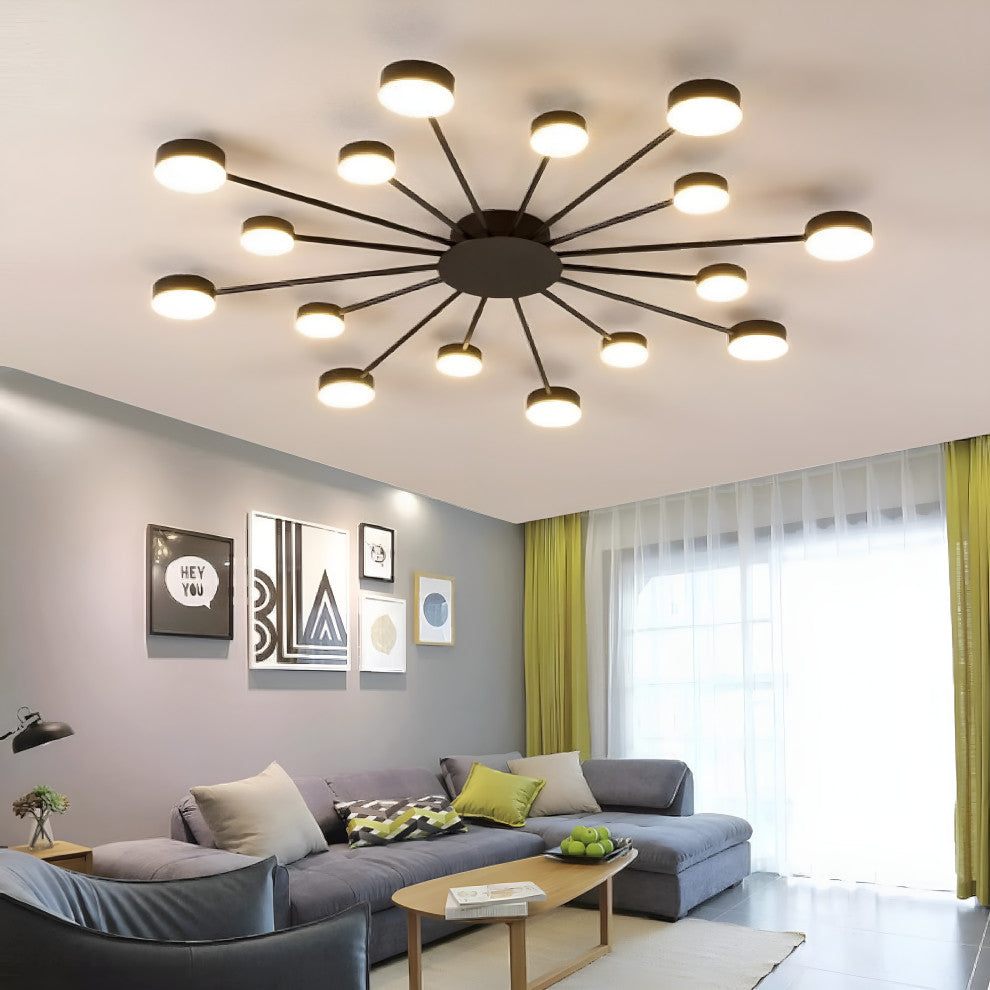 Buchs | Floral shaped LED Ceiling Chandelier, Black, 8 Heads