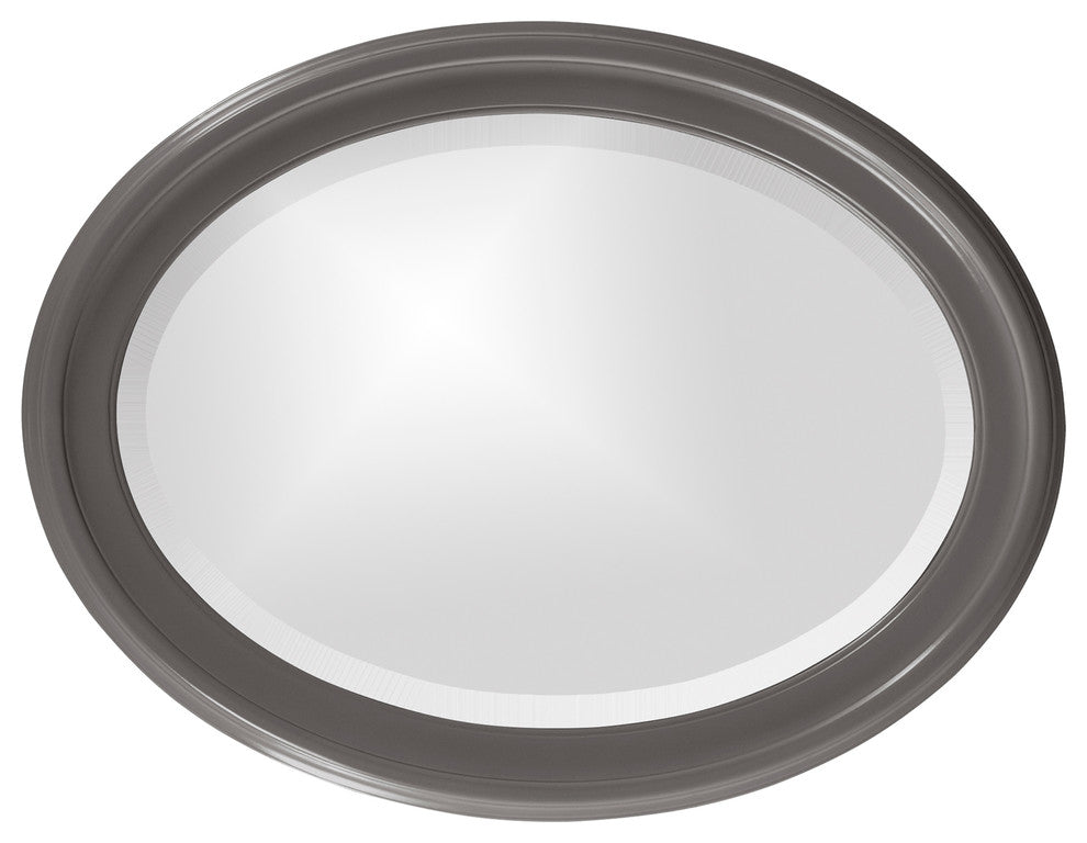George Oval Mirror, Glossy Charcoal