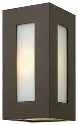 Dorian Small Outdoor Wall Sconce, Bronze With Clear Painted White Inside Glass