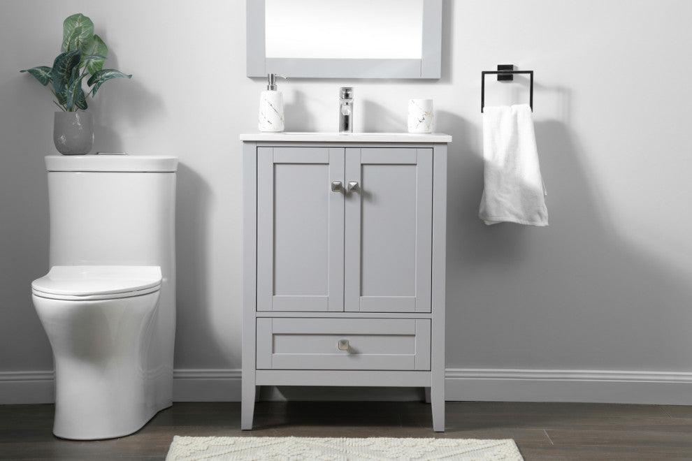 24" SIngle Bathroom Vanity, Grey