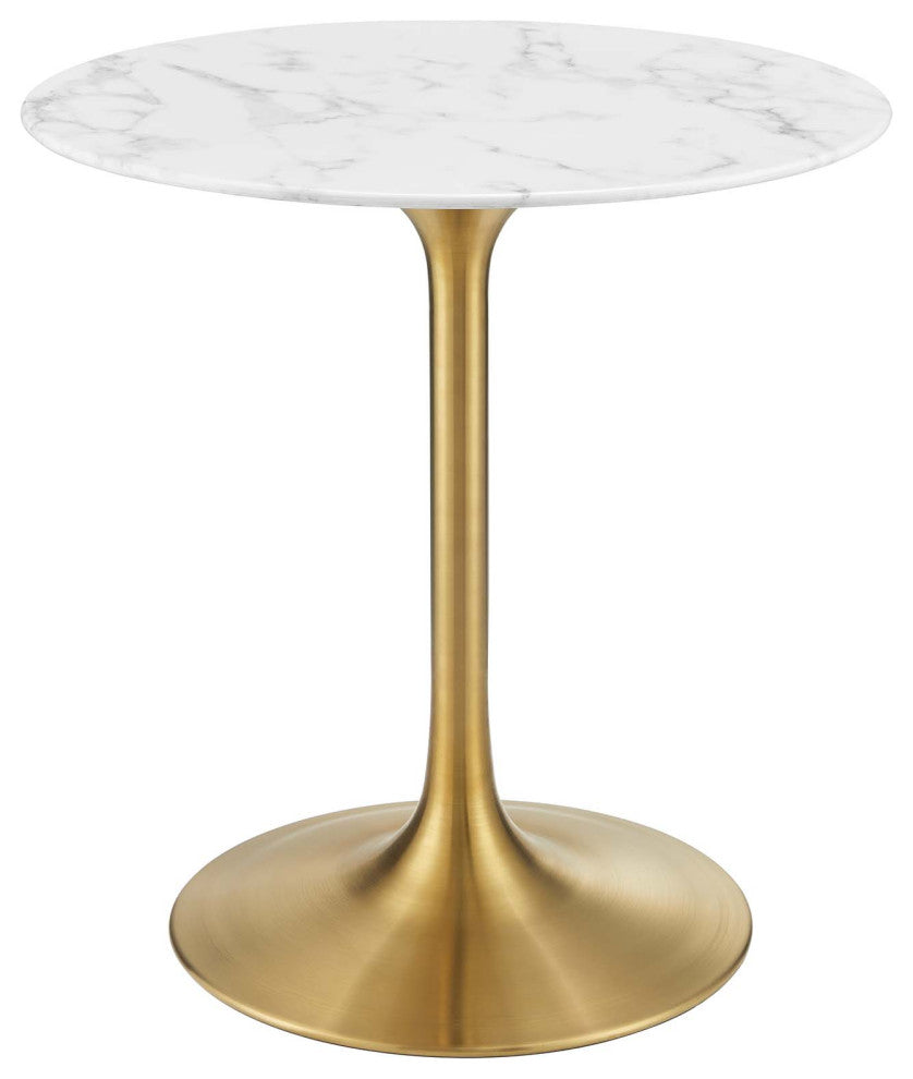 Lippa 28" Round Dining Table, Gold White