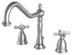 Widespread Bathroom Faucet, Brass Pop-Up, Brushed Nickel