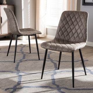 Roberta Mid-Century Light Brown Fabric Shell Dining Chair, Set of 2