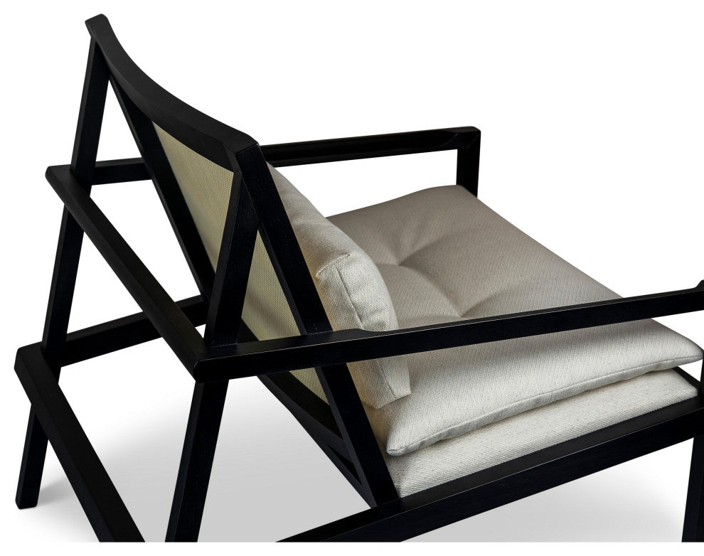 Modern Brazilian, Barra, Cane Lounge Chair, Black/Natural/Chalk