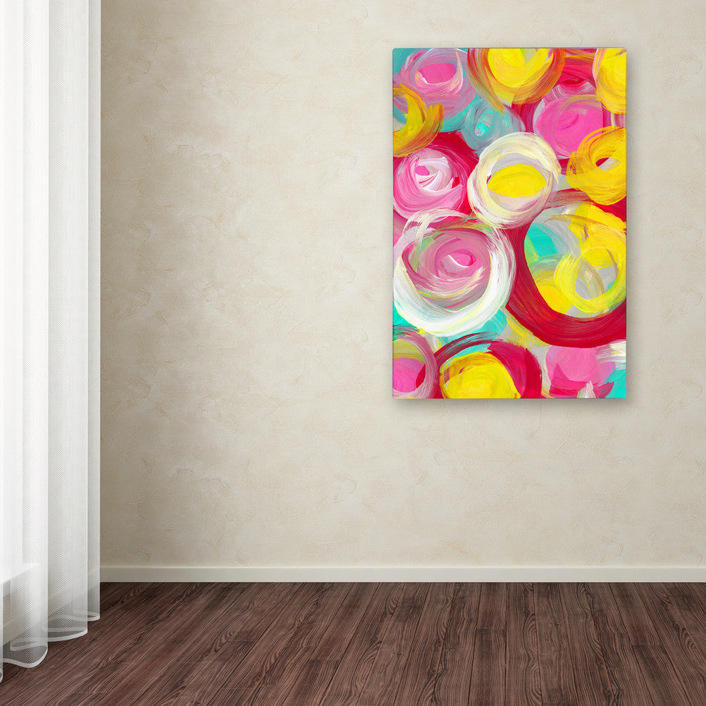 'Rose Garden Circles Vertical 3' Canvas Art, 47x30