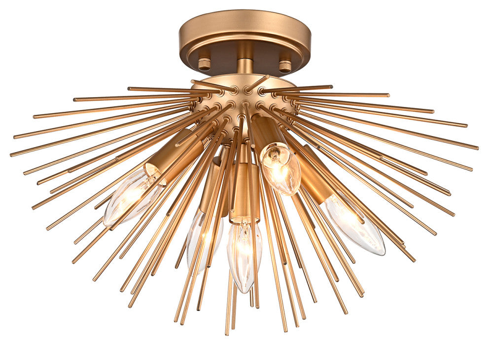 Sami Sputnik Shiny Bronze Metal Flush Mount With 5 Lights