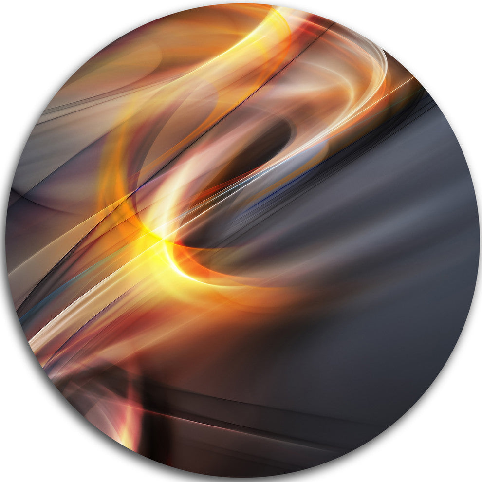 Yellow Gray Light Art, Abstract Digital Art Round Wall Art, 11"