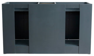 61" Double Sink Vanity, Dark Gray Finish And Black Galaxy Granite