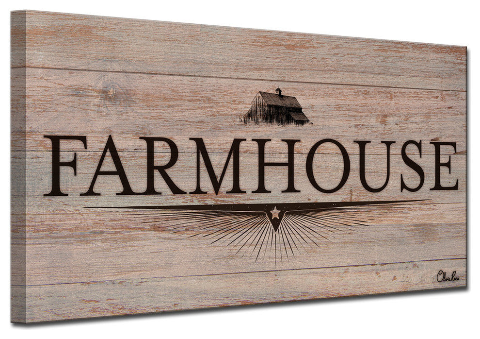 Ready2HangArt Rustic ''Farmhouse I'' Wrapped Canvas Textual Wall Art, 24"x12"