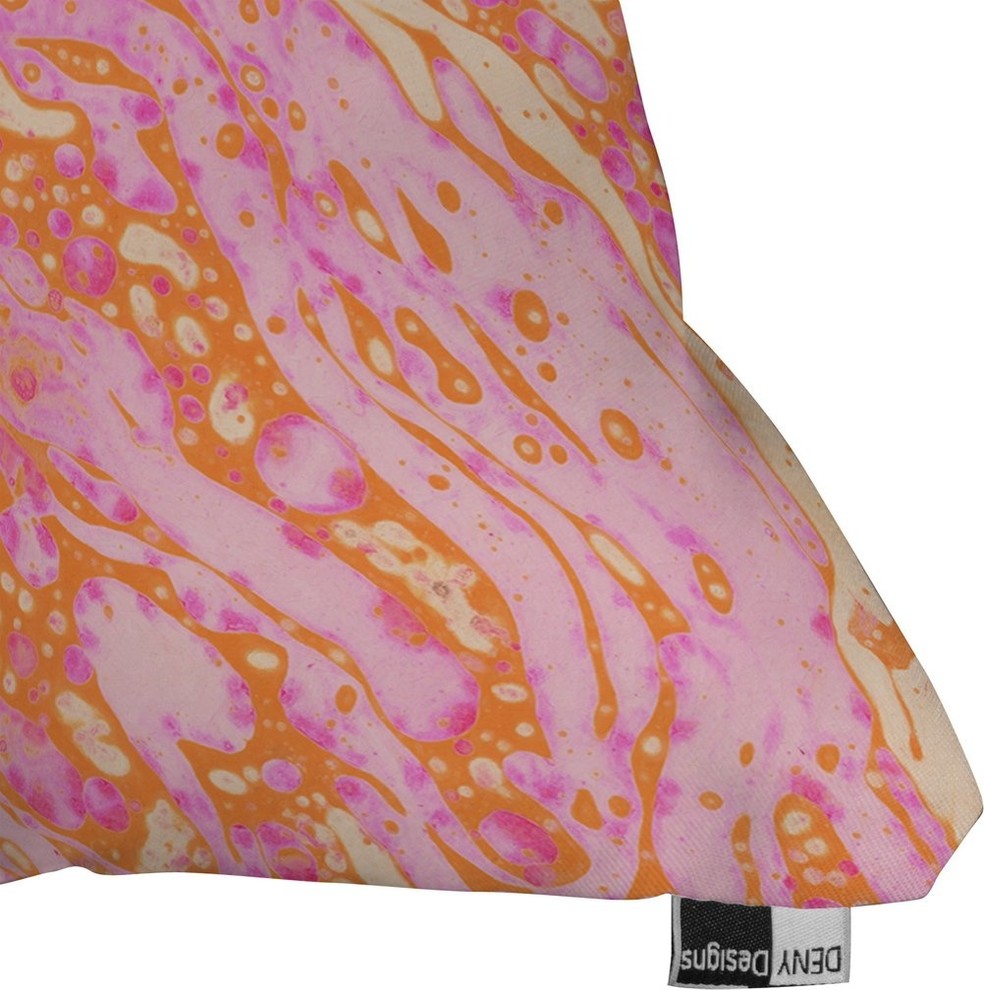 Amy Sia Marble Orange Pink Throw Pillow, 16"x16"