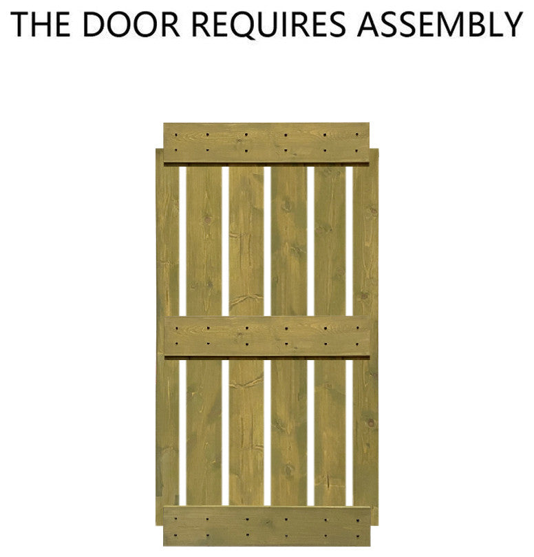Stained Solid Pine Wood Sliding Barn Door, Jungle Green, 30"x84", Mid-Bar