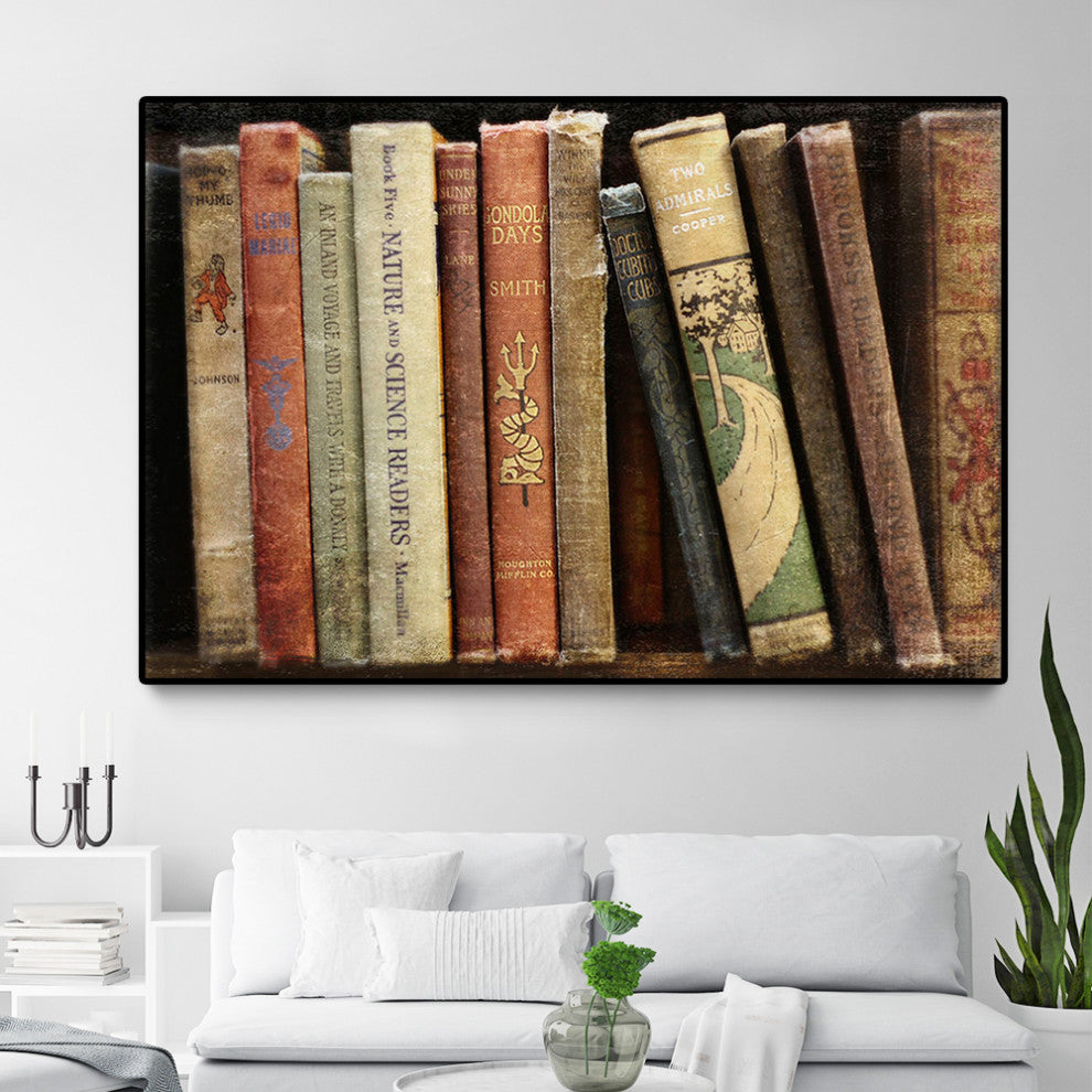"Vintage Book Collection III" Oversized Framed Canvas, 40" x 60"