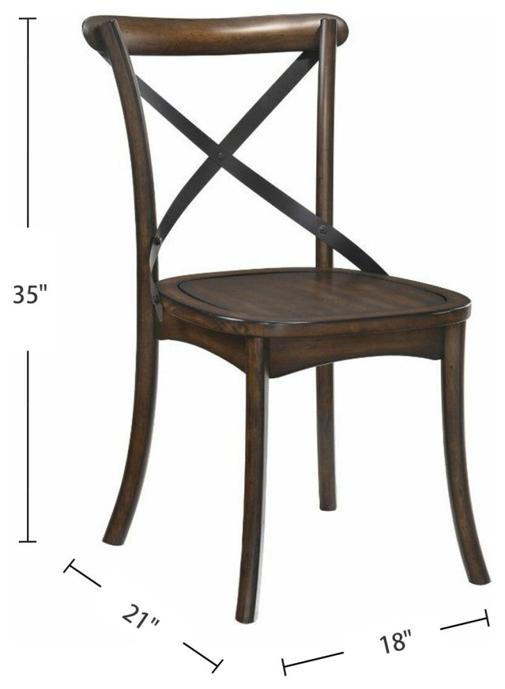 Set of 2 Wood Side Chair, Dark Oak/Black