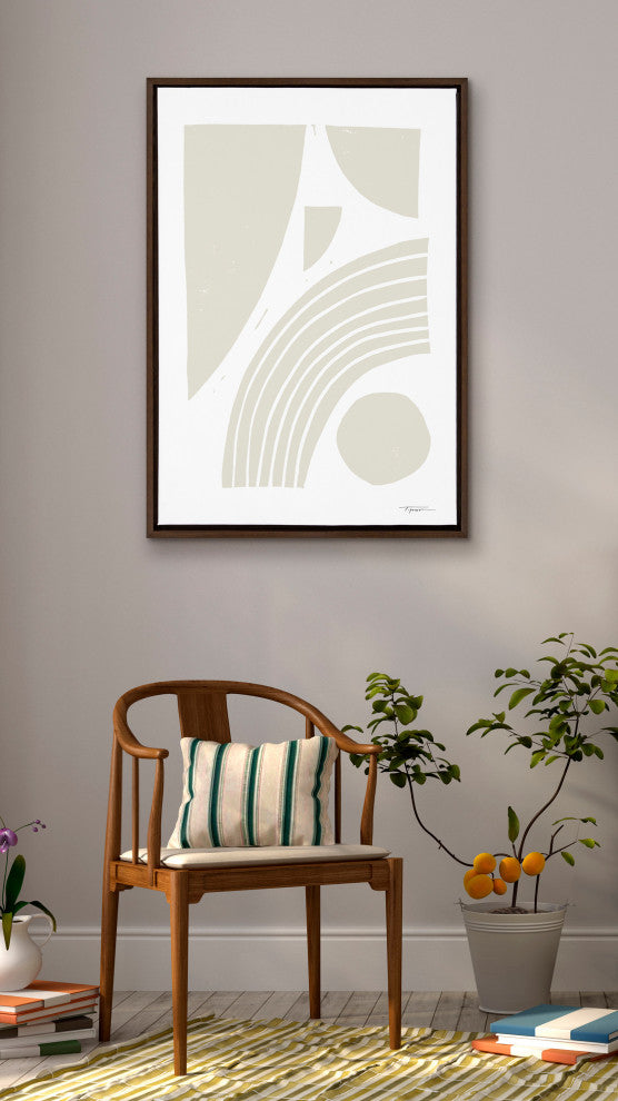 Sylvie Reflecting Shapes Neutral Framed Canvas by Statement Goods, Brown 23x33