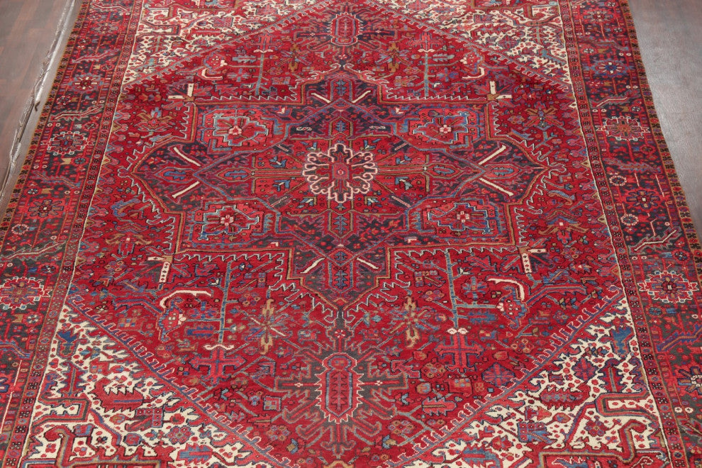 Consigned, Oriental Handmade Vintage Traditional Persian Area Rug, Red, 10x13