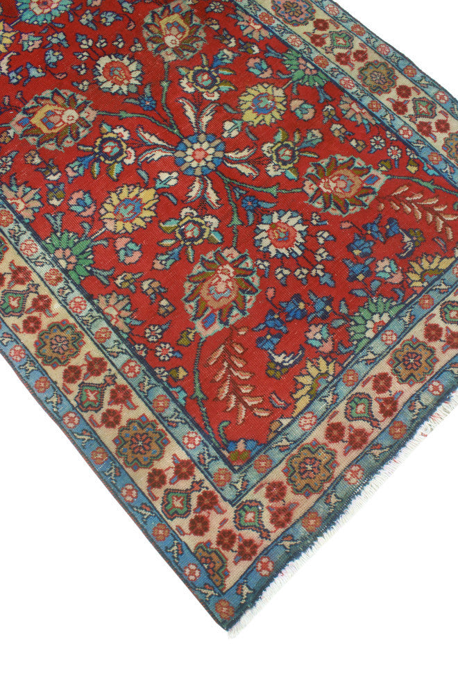 Fine Vintage Distressed Jeannie Red/Beige Runner, 3'7x9'2