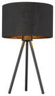 22" Black Metal Column Table Lamp With Black Drum Shade