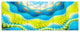 Blue Yellow Spiral Snake Skin, Floral Canvas Art Print, 70"x28", 6 Panels