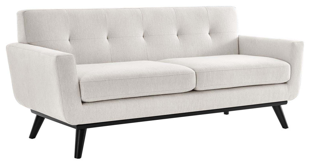 Engage Herringbone Fabric Loveseat, Ivory