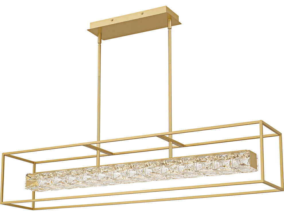 Quoizel PCDZ148 Dazzle 48"W LED Crystal Linear Chandelier - Soft Gold
